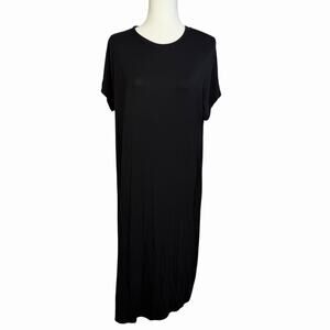 NWT Black T-Shirt Maxi Dress Short Sleeves Large Minimalist Travel Capsule